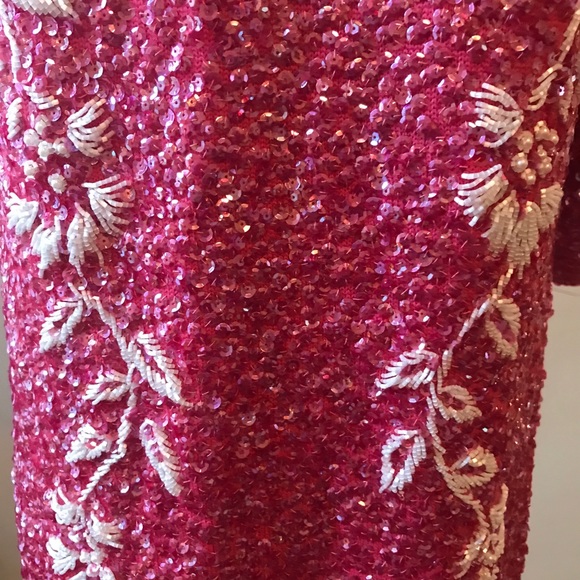 Vintage Pink & White Sequence Cocktail Dress - Picture 3 of 8